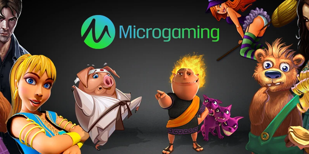 Logo MICROGAMING dengan latar daftar game slot gacor tanggal 06 September 2023.