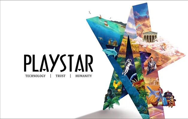 Logo PLAYSTAR dengan latar belakang daftar game gacor 16 September 2023