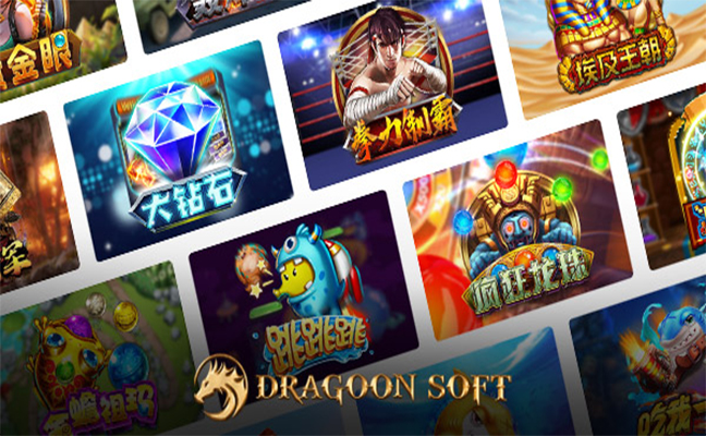 Gambar ilustrasi slot gacor DRAGOON SOFT menampilkan berbagai karakter dan simbol unik dari game-game slot online terkini