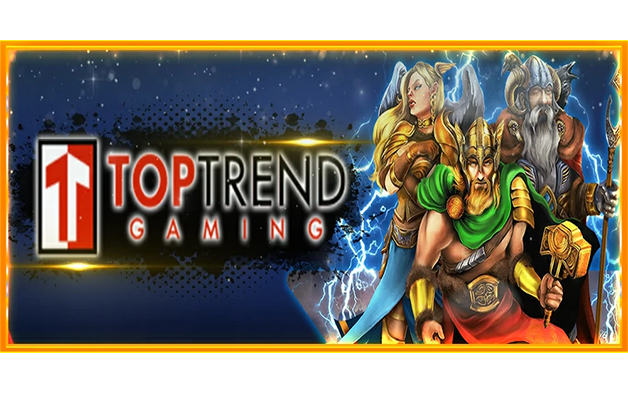 Logo TOPTREND dengan latar belakang game unggulannya, Celestial Odyssey