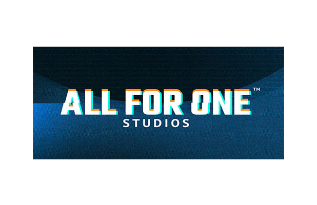 Logo ALL FOR ONE STUDIOS berwarna cerah menampilkan simbol petir, menggambarkan inovasi dan petualangan dalam game slot online terpopuler.